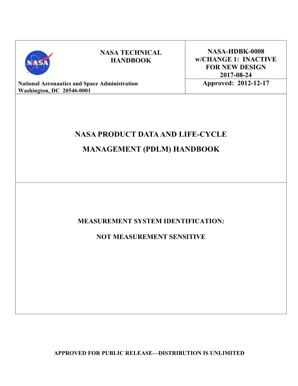 Nasa Product Data and Life-Cycle Management (Pdlm) Handbook