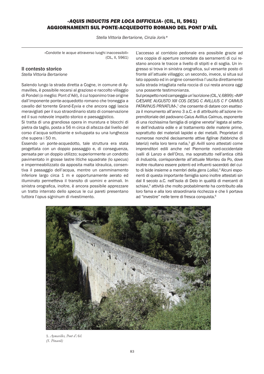 (Cil, Ii, 5961) Aggiornamenti Sul Ponte-Acquedotto Romano Del Pont D’Aël