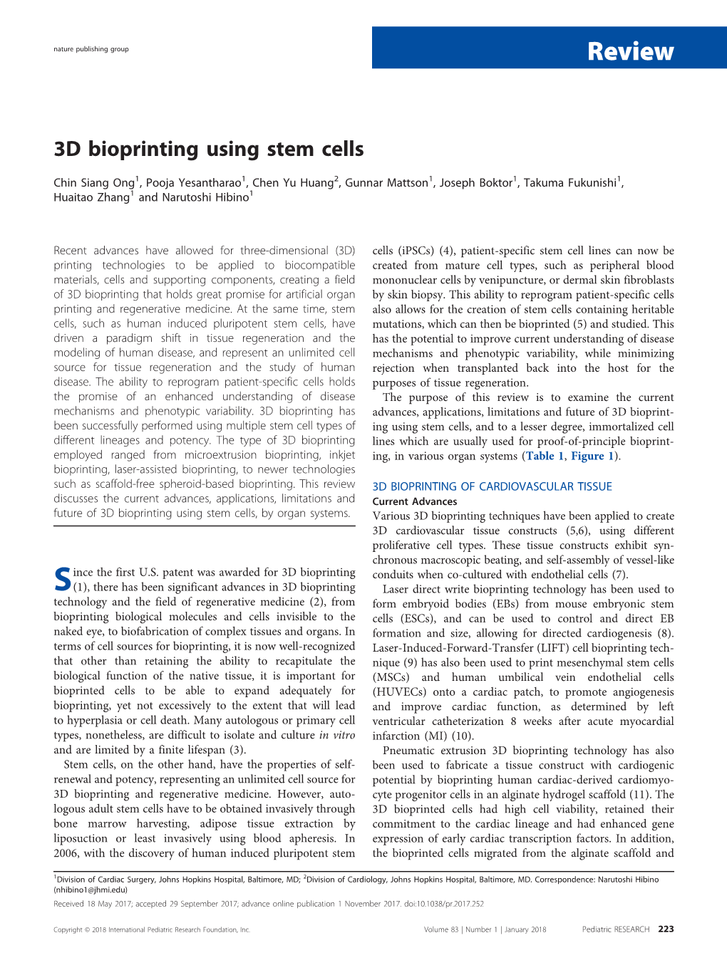 3D Bioprinting Using Stem Cells