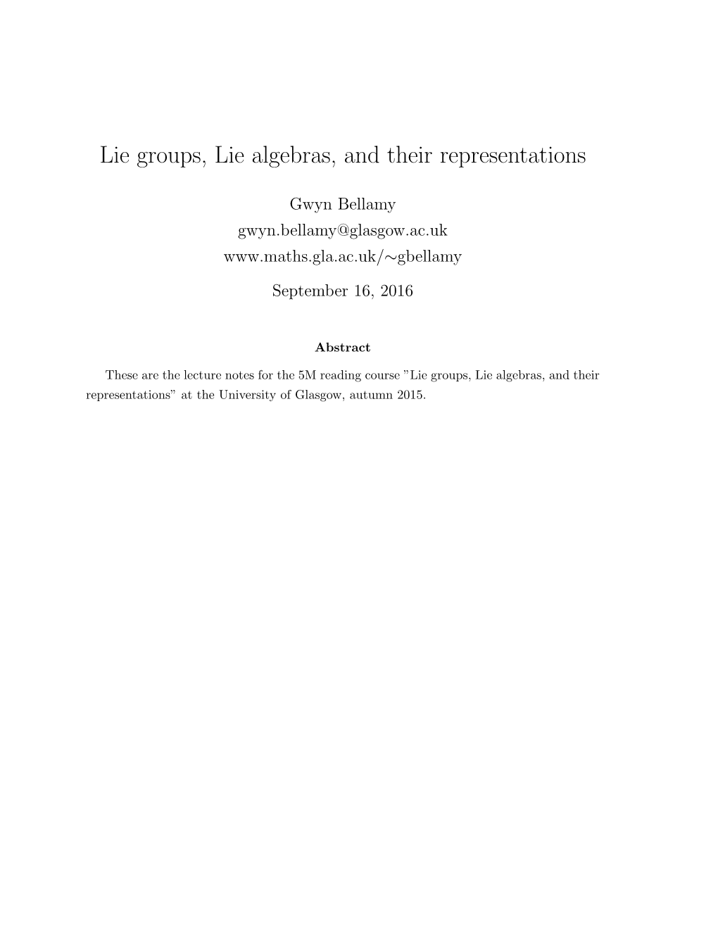 Lie Groups, Lie Algebras, and Their Representations