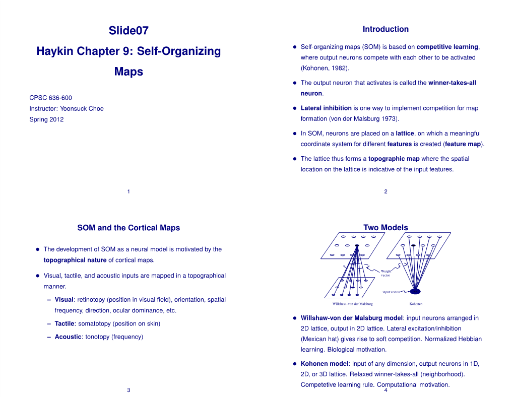 Slide07 Haykin Chapter 9: Self-Organizing Maps