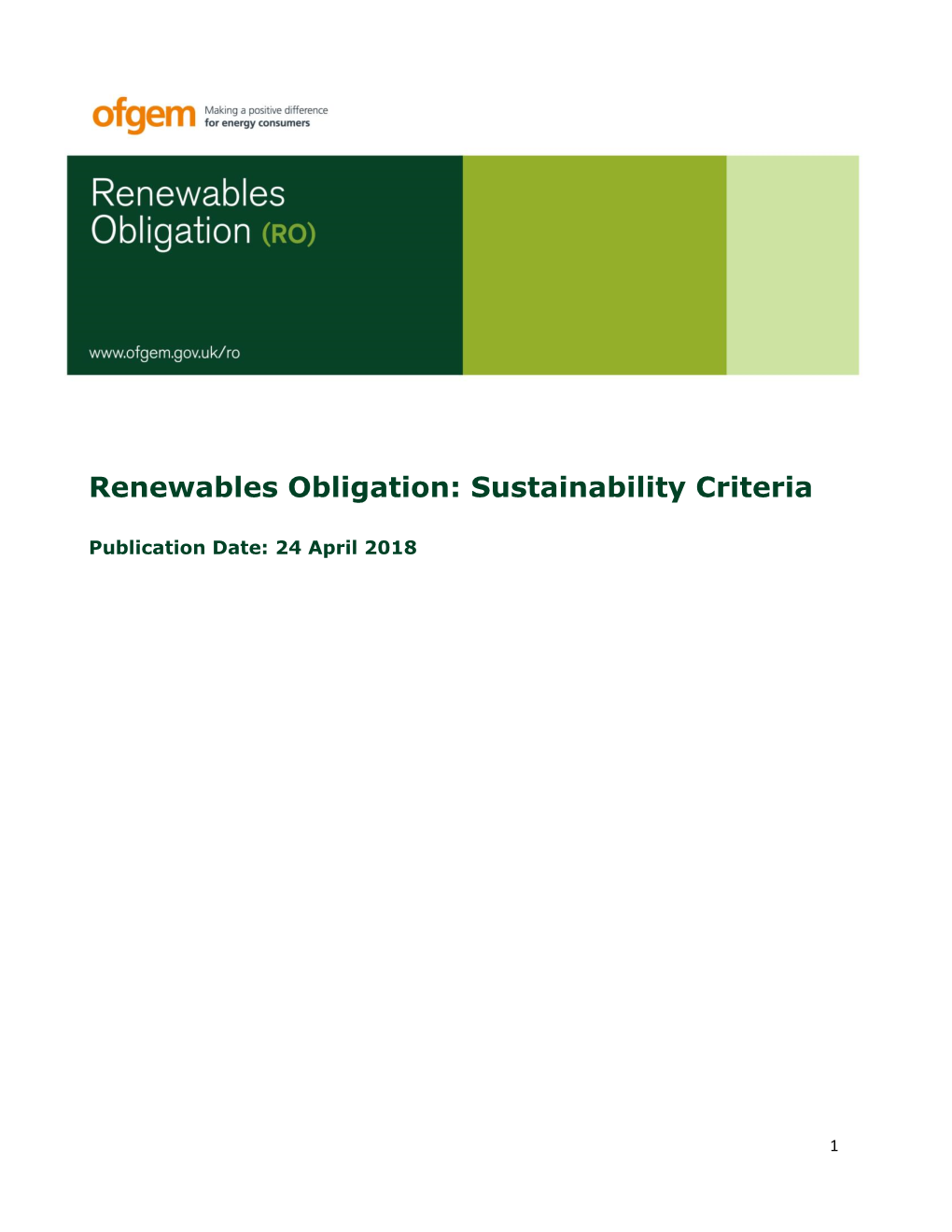 Renewables Obligation: Sustainability Criteria