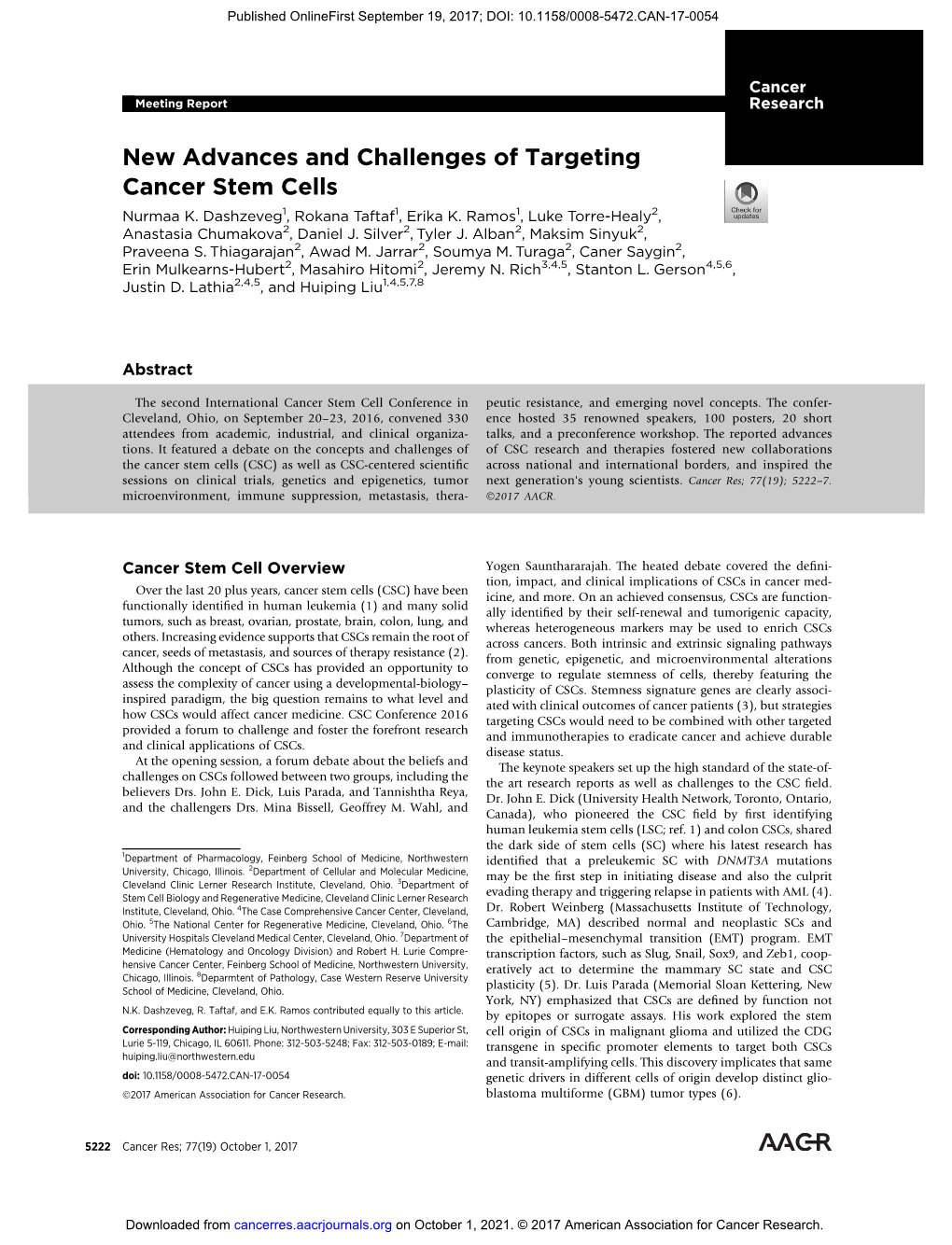 New Advances and Challenges of Targeting Cancer Stem Cells Nurmaa K