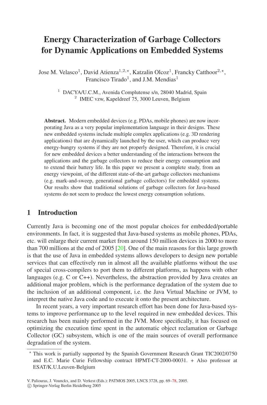 Energy Characterization of Garbage Collectors for Dynamic Applications on Embedded Systems