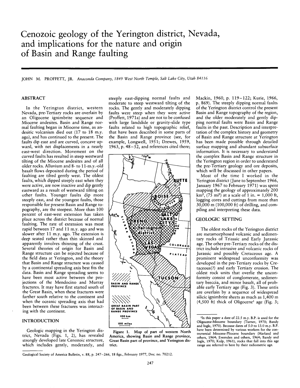 Cenozoic Geology of the Yerington District, Nevada, and Implications for the Nature and Origin of Basin and Range Faulting