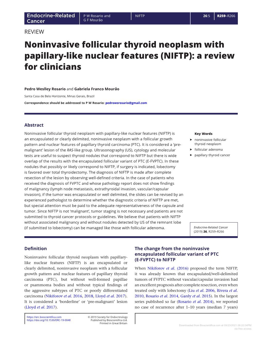 (NIFTP): a Review for Clinicians