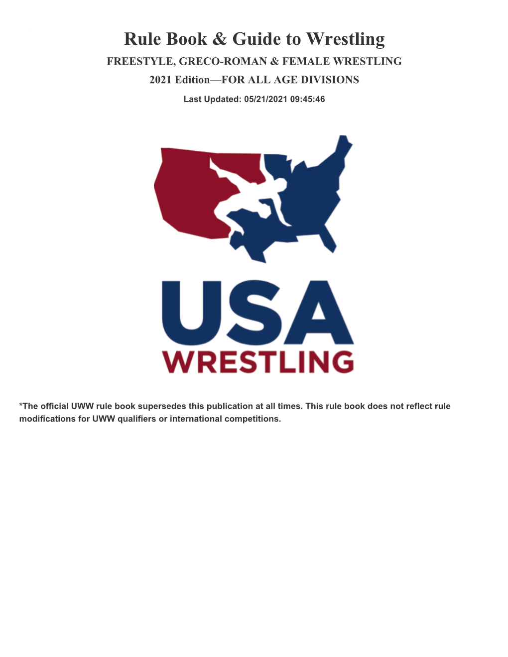 Rule Book & Guide to Wrestling