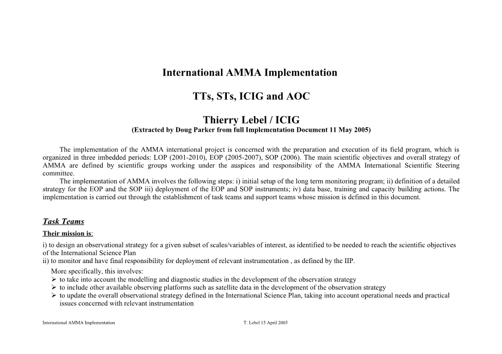 AMMA International Task Groups