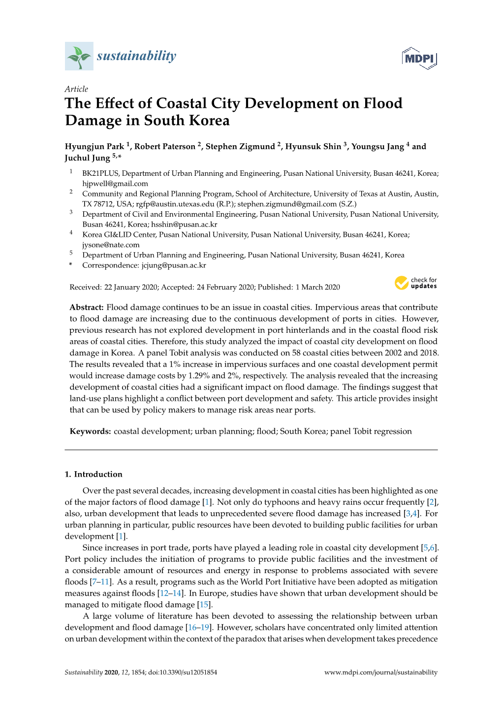 The Effect of Coastal City Development on Flood Damage In