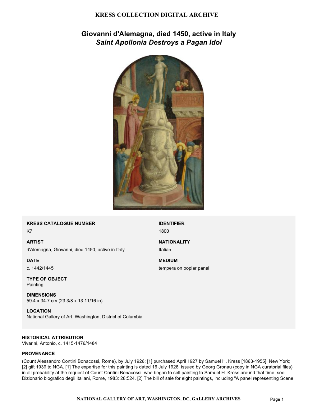 Summary for Saint Apollonia Destroys a Pagan Idol