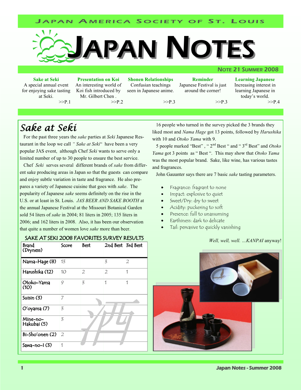 Japan Notes - Summer 2008 J APAN a MERICA S OCIETY of S T