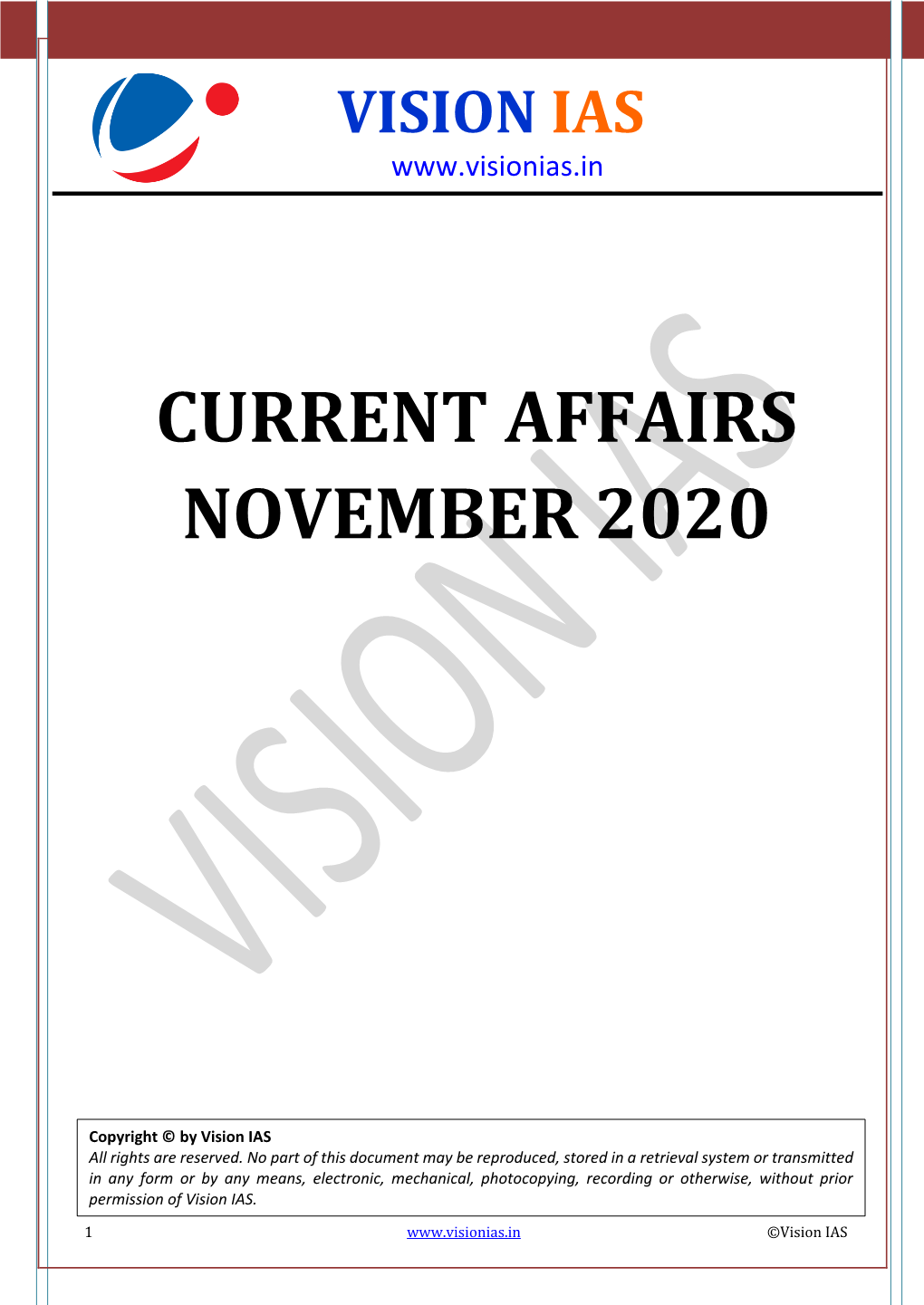 Current Affairs November 2020