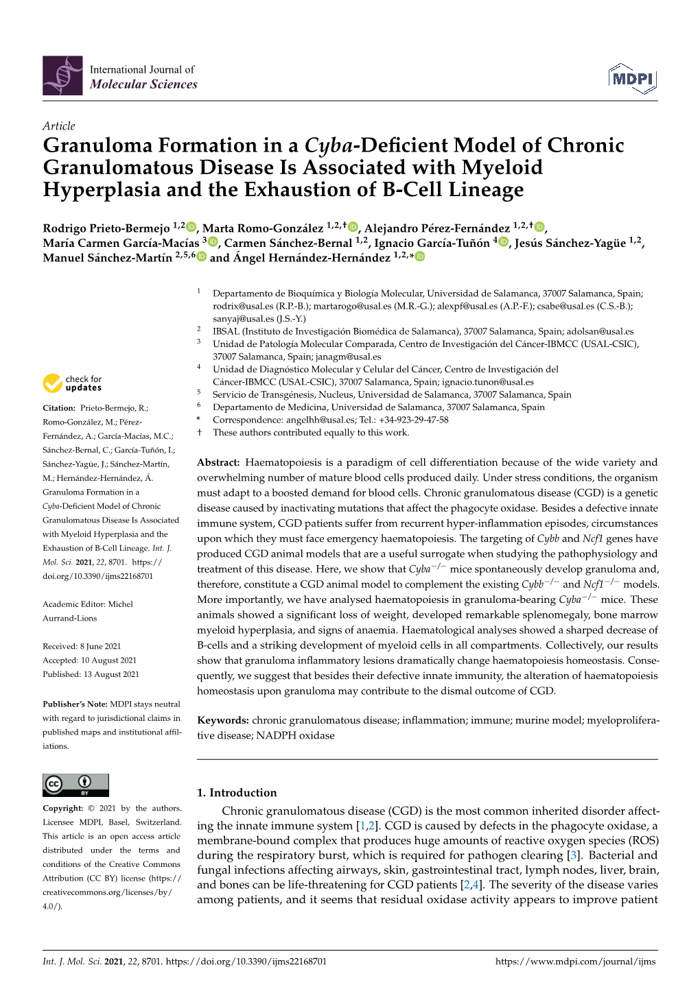 Granuloma Formation in a Cyba-Deficient Model of Chronic