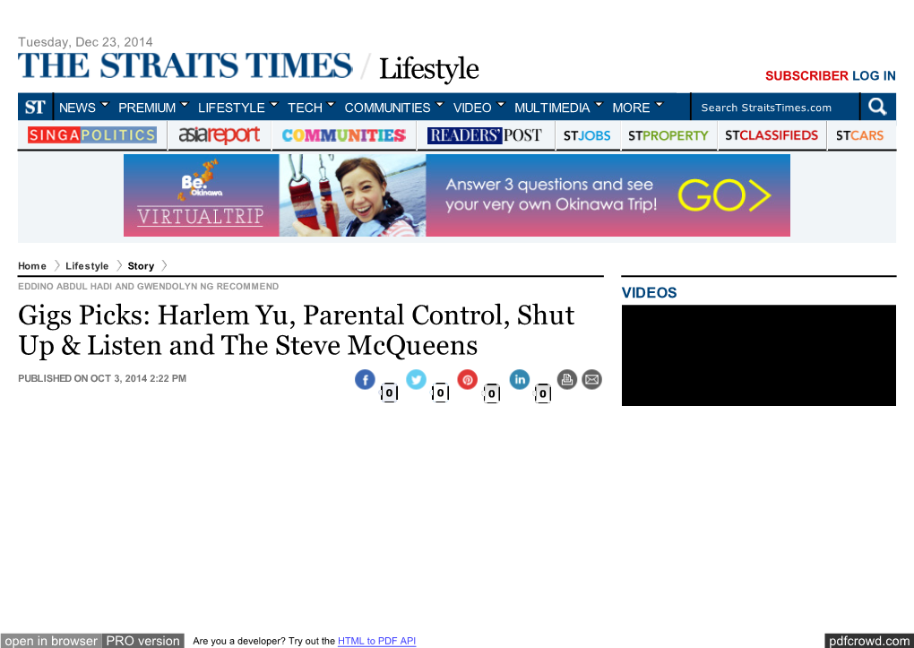 Gigs Picks: Harlem Yu, Parental Control, Shut up & Listen and The