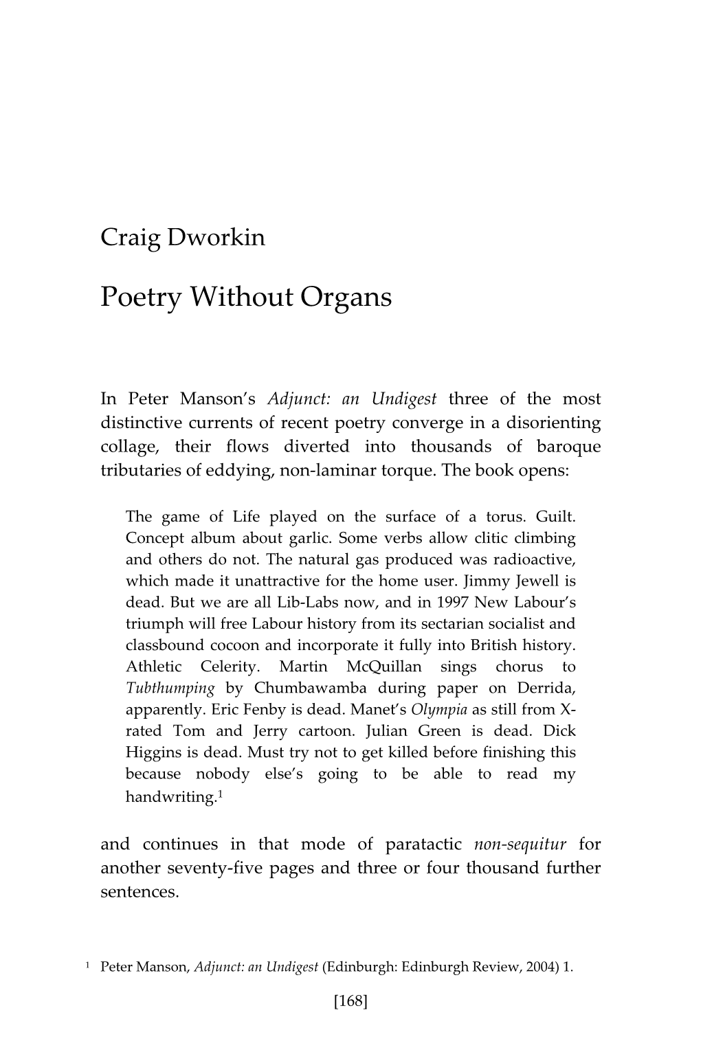 Poetry Without Organs