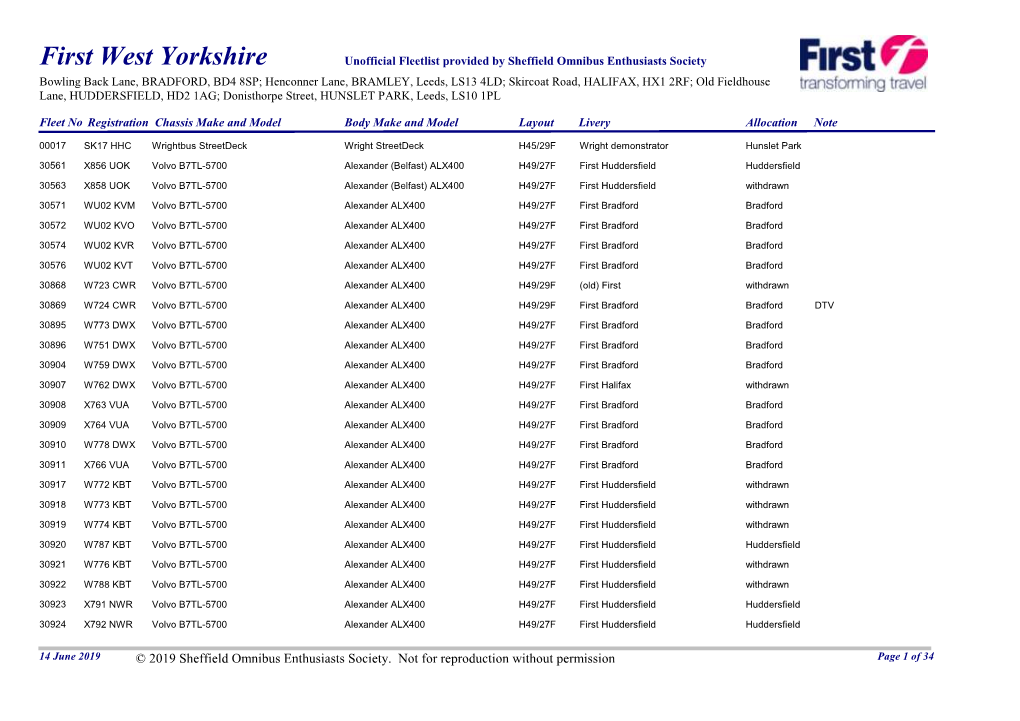 First West Yorkshire