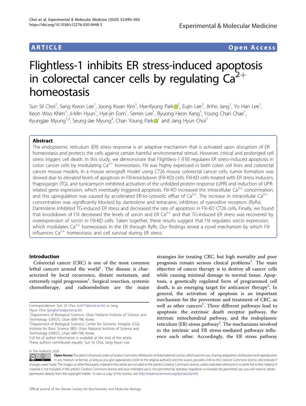 Flightless-1 Inhibits ER Stress-Induced Apoptosis