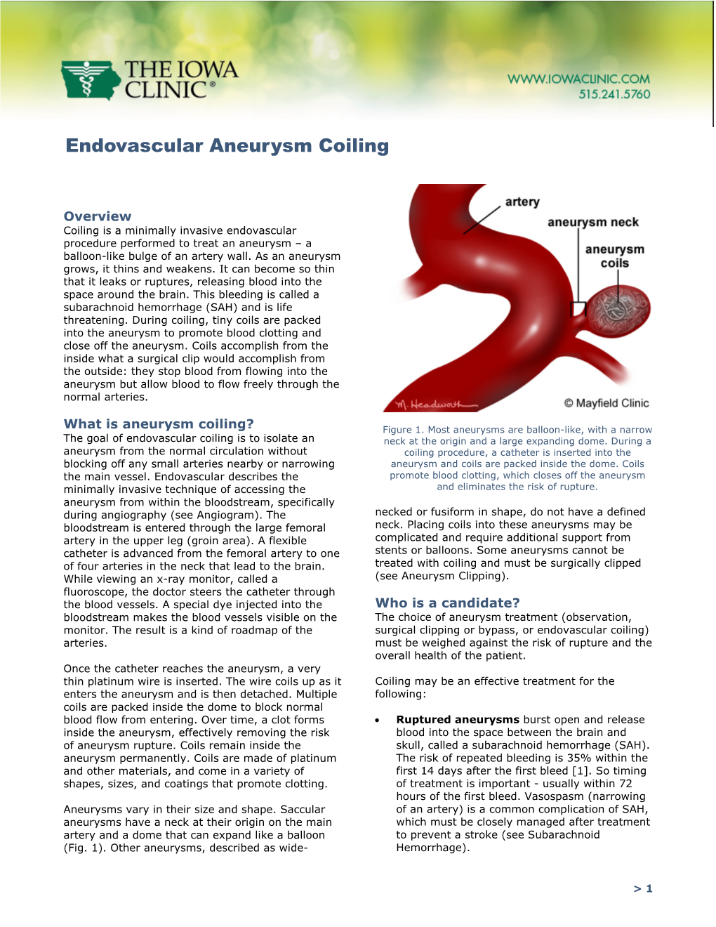 Endovascular Aneurysm Coiling