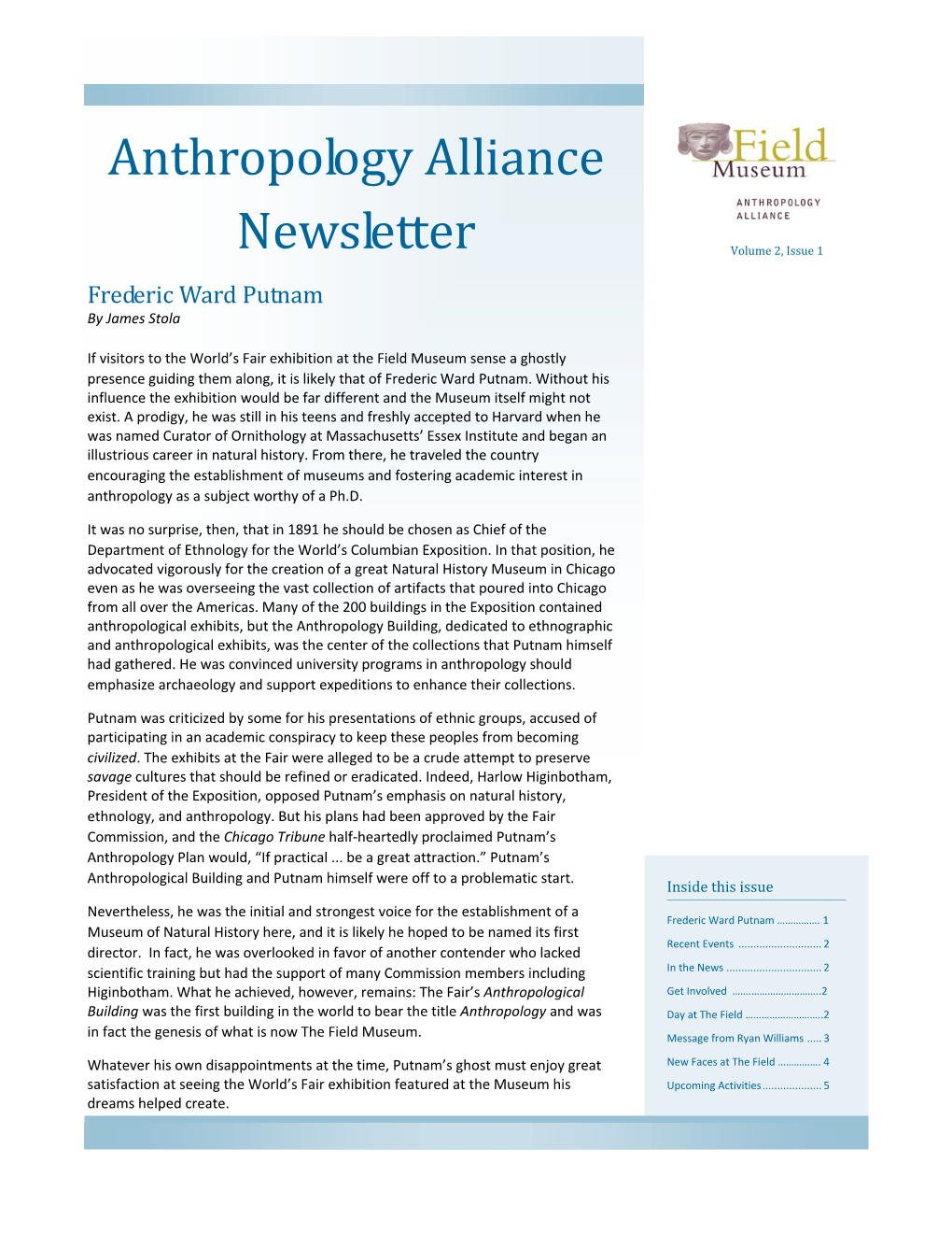 Anthropology Alliance Newsletter V2i1