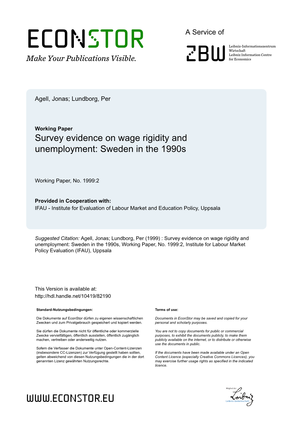 Survey Evidence on Wage Rigidity and Unemployment: Sweden in the 1990S