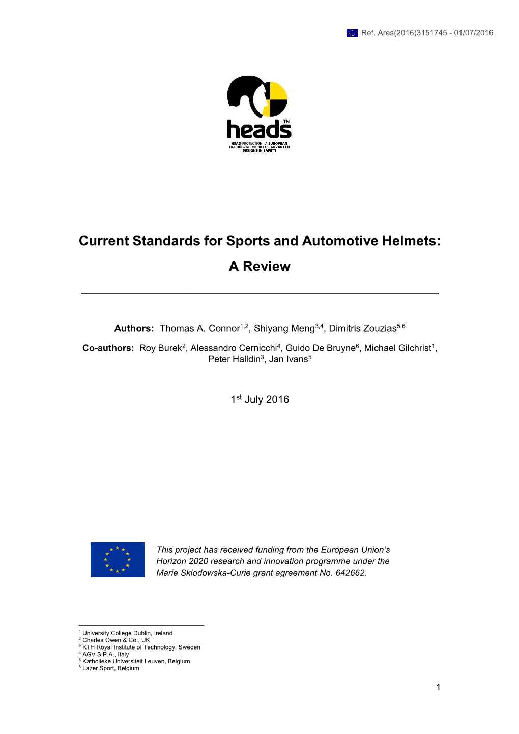 Current Standards for Sports and Automotive Helmets: a Review