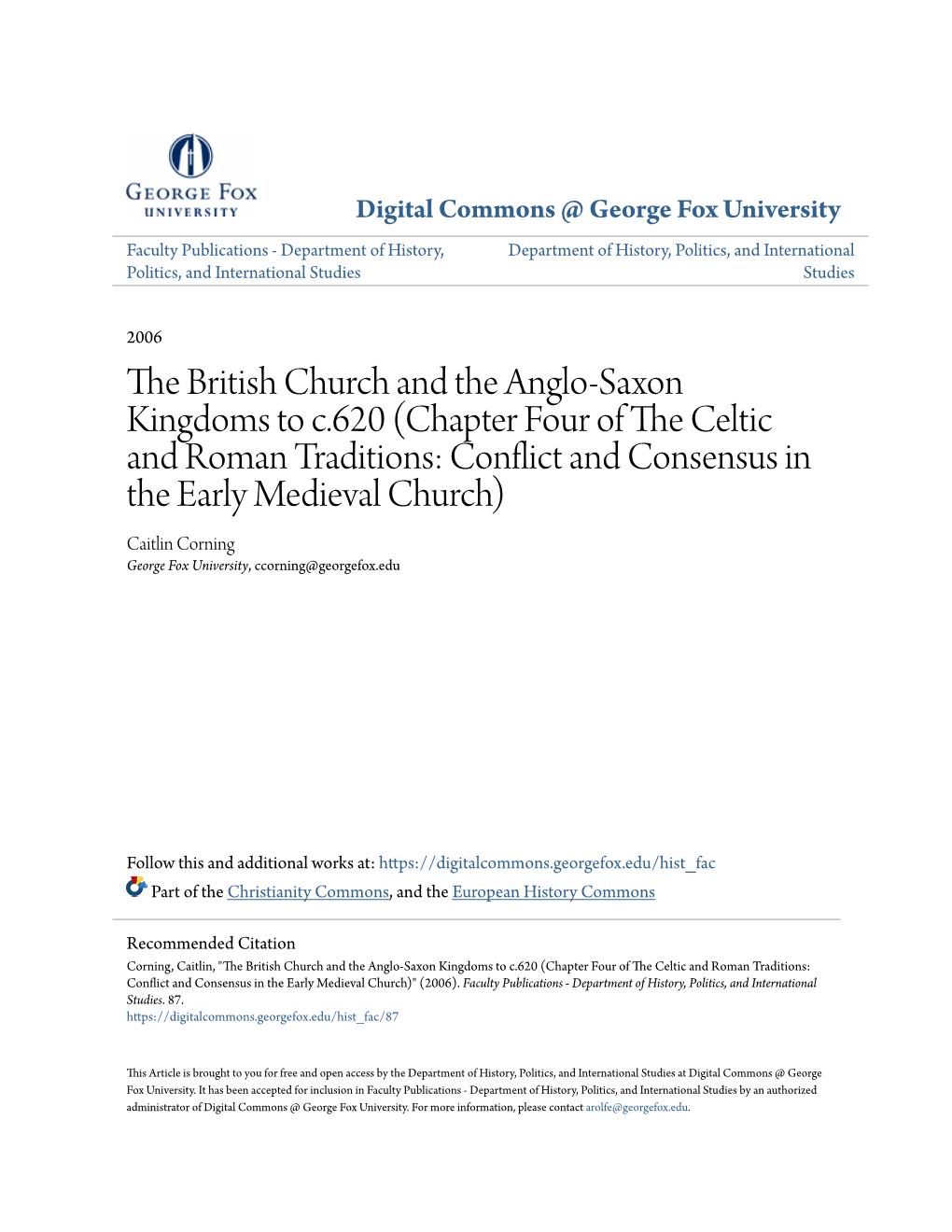 The British Church and the Anglo-Saxon Kingdoms to C.620