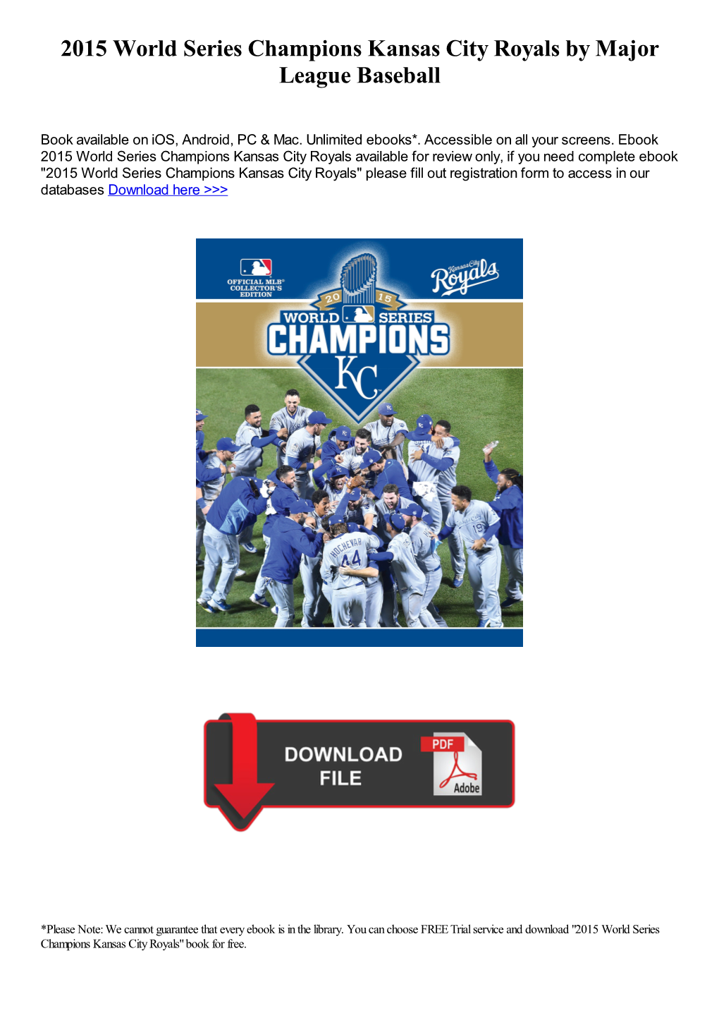 2015 World Series Champions Kansas City Royals by Major League Baseball