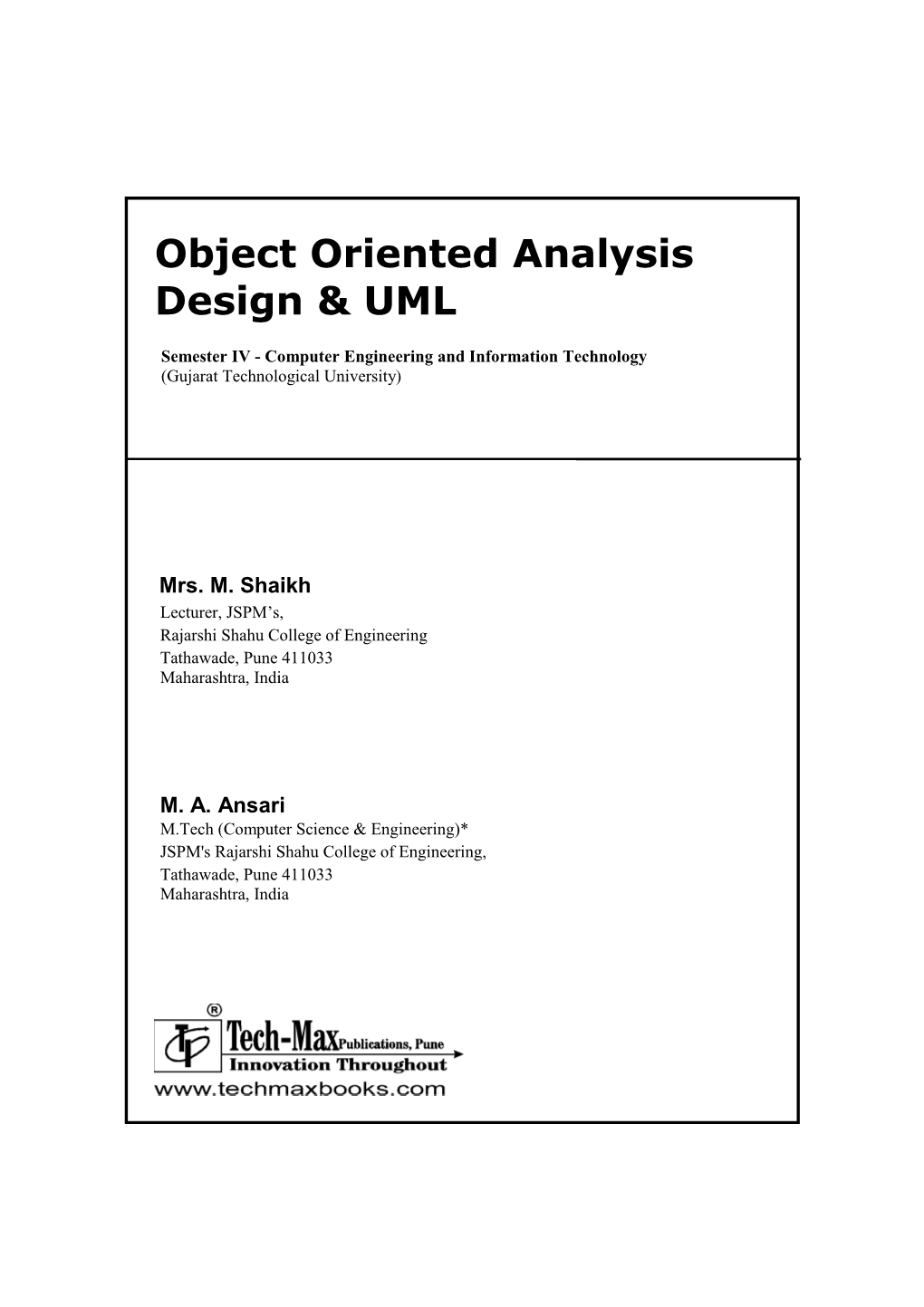 Object Oriented Analysis Design & UML