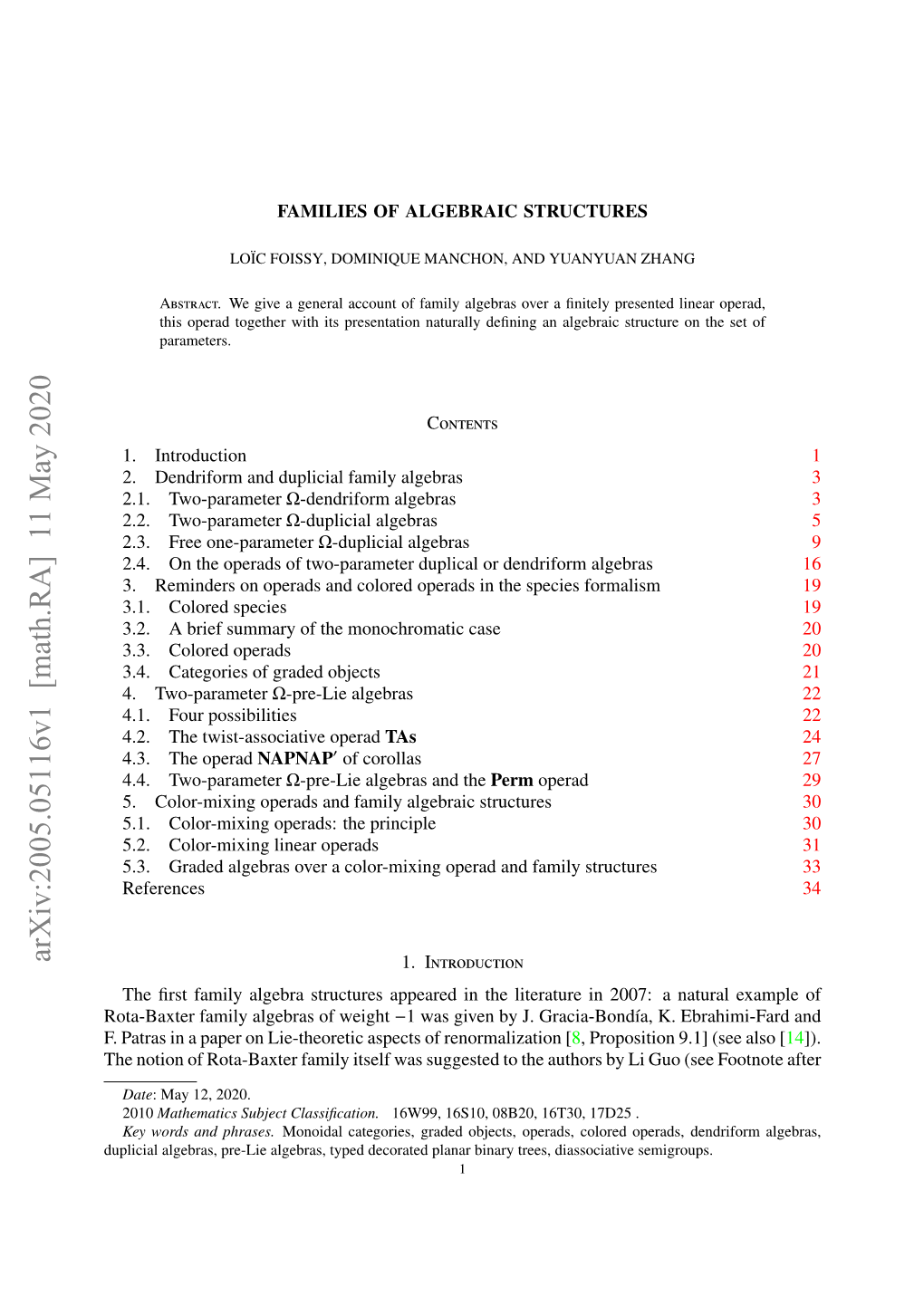 Families of Algebraic Structures