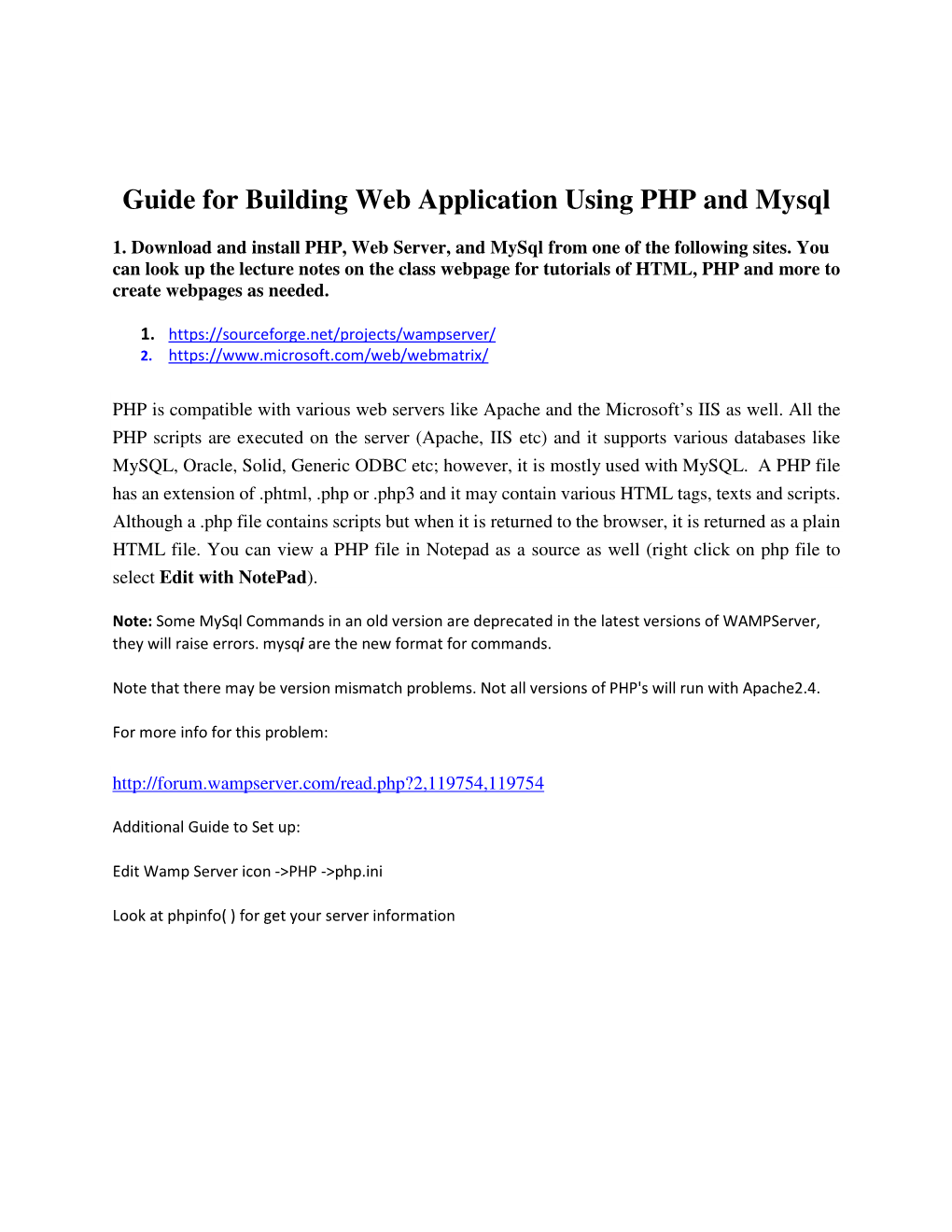 Guide for Building Web Application Using PHP and Mysql