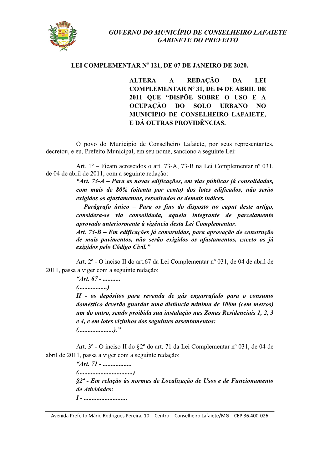 Governo Do Município De Conselheiro Lafaiete Gabinete Do Prefeito