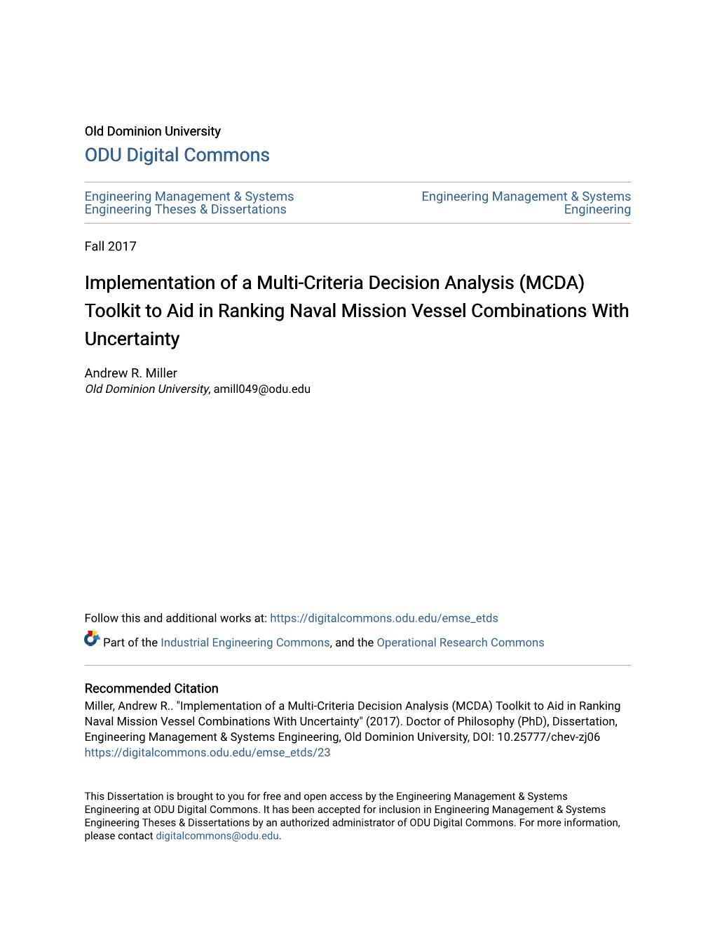 (MCDA) Toolkit to Aid in Ranking Naval Mission Vessel Combinations with Uncertainty