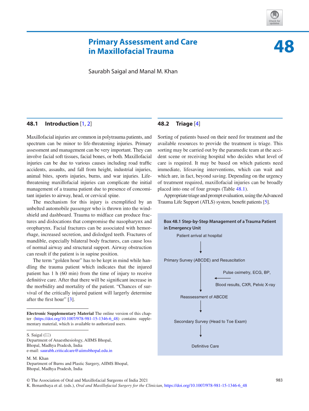 Primary Assessment and Care in Maxillofacial Trauma 48