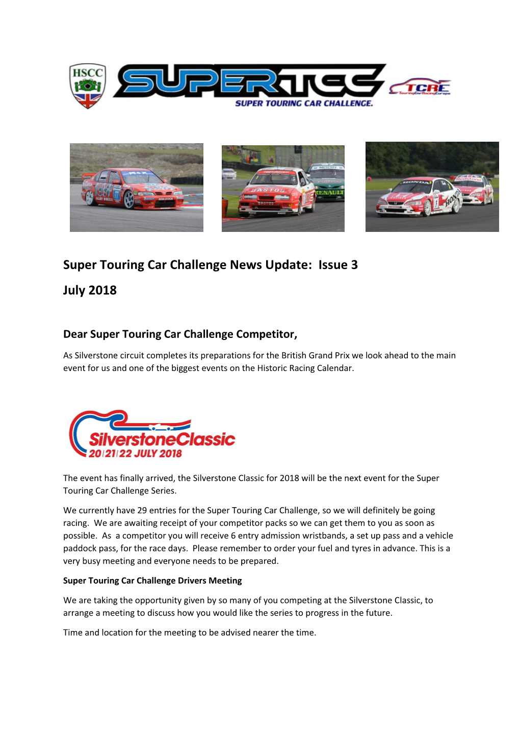 Super Touring Car Challenge News Update: Issue 3 July 2018