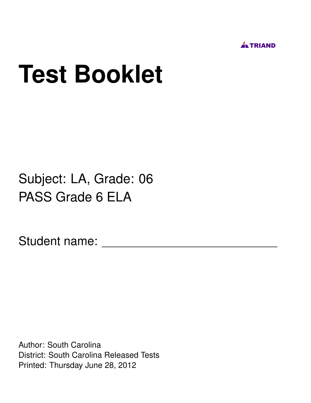 Test Booklet