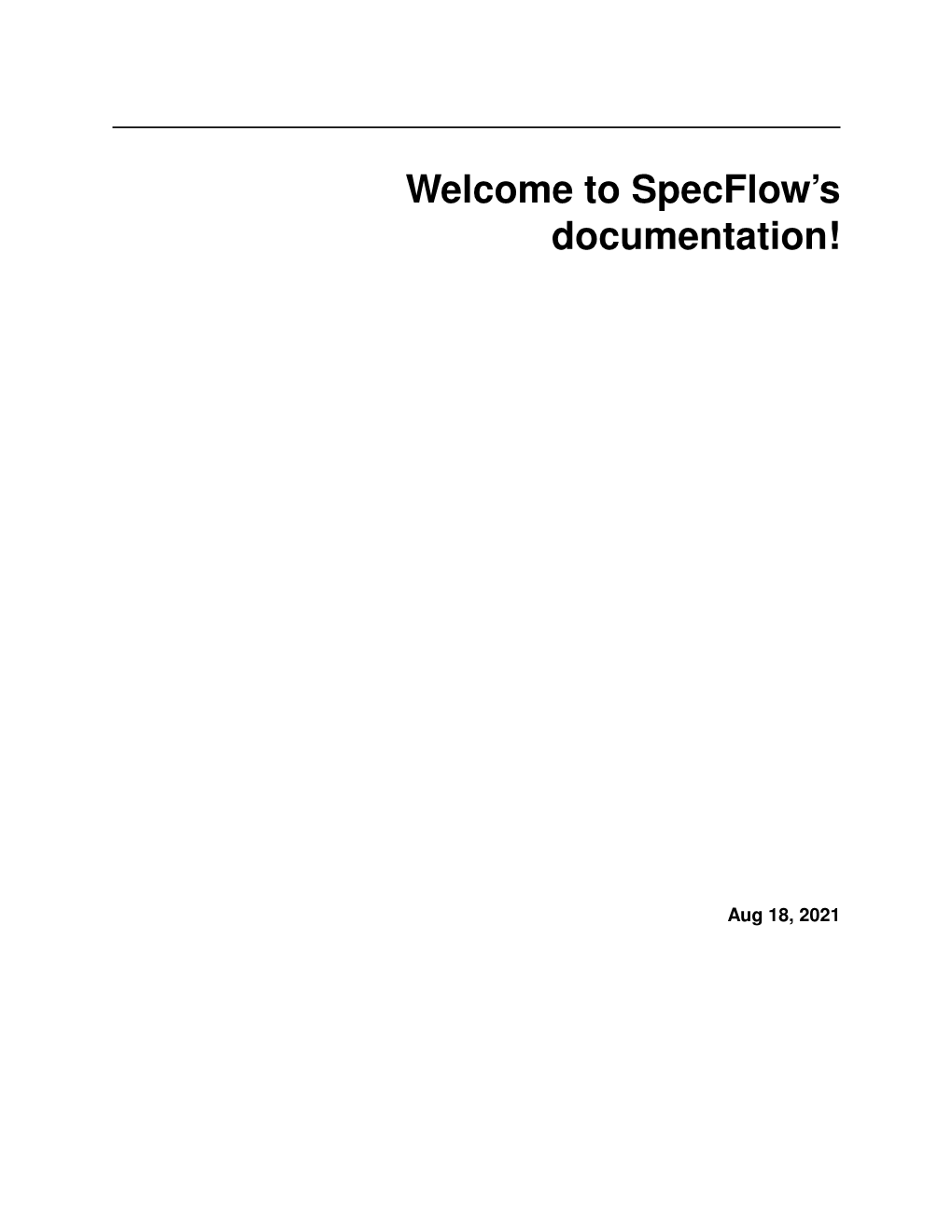 Welcome to Specflow's Documentation!