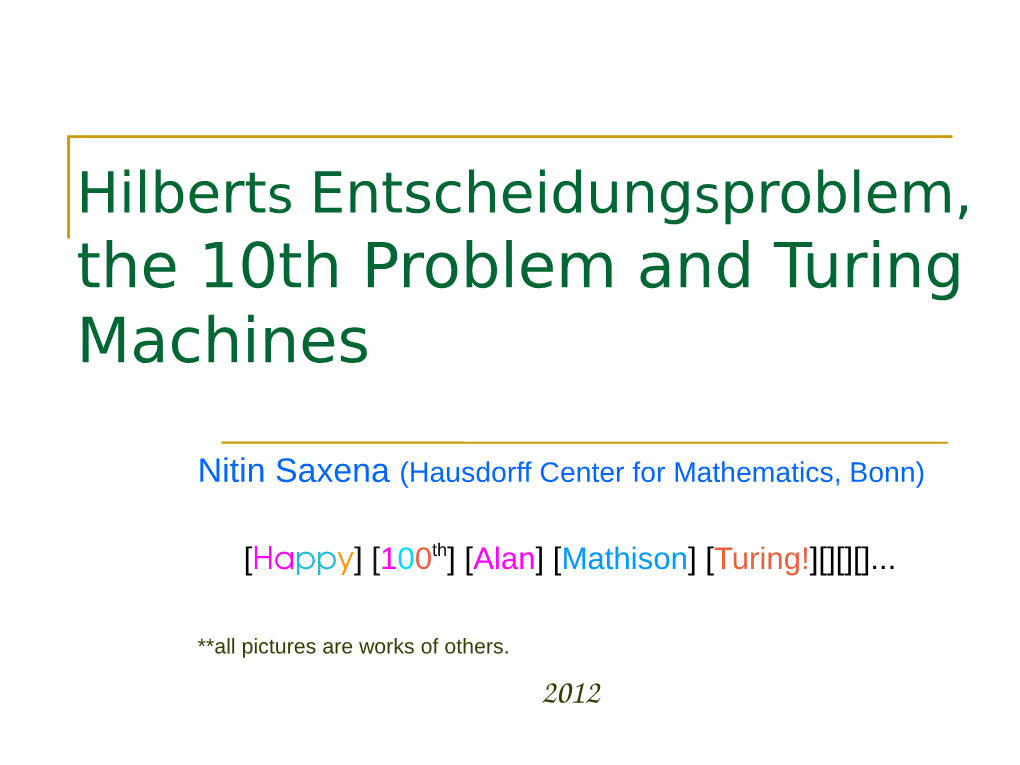 The 10Th Problem and Turing Machines