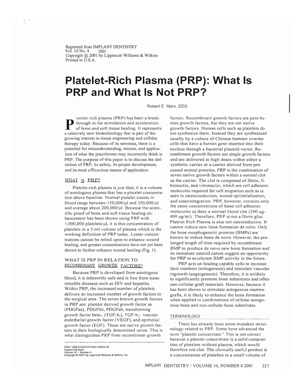 Platelet-Rich Plasma (PRP): What Is PRP and What Is Not PRP?