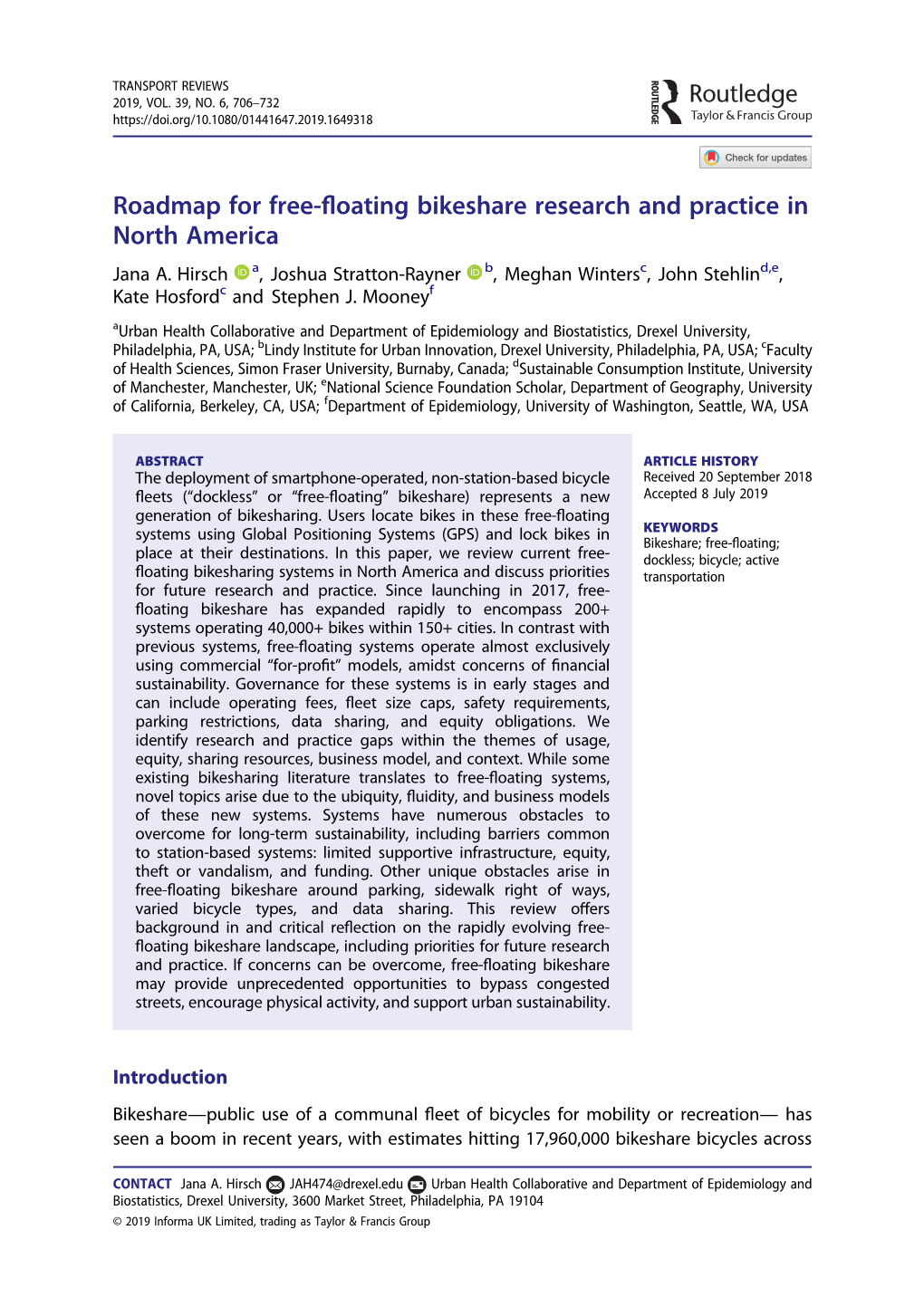 Roadmap for Free-Floating Bikeshare Research and Practice in North