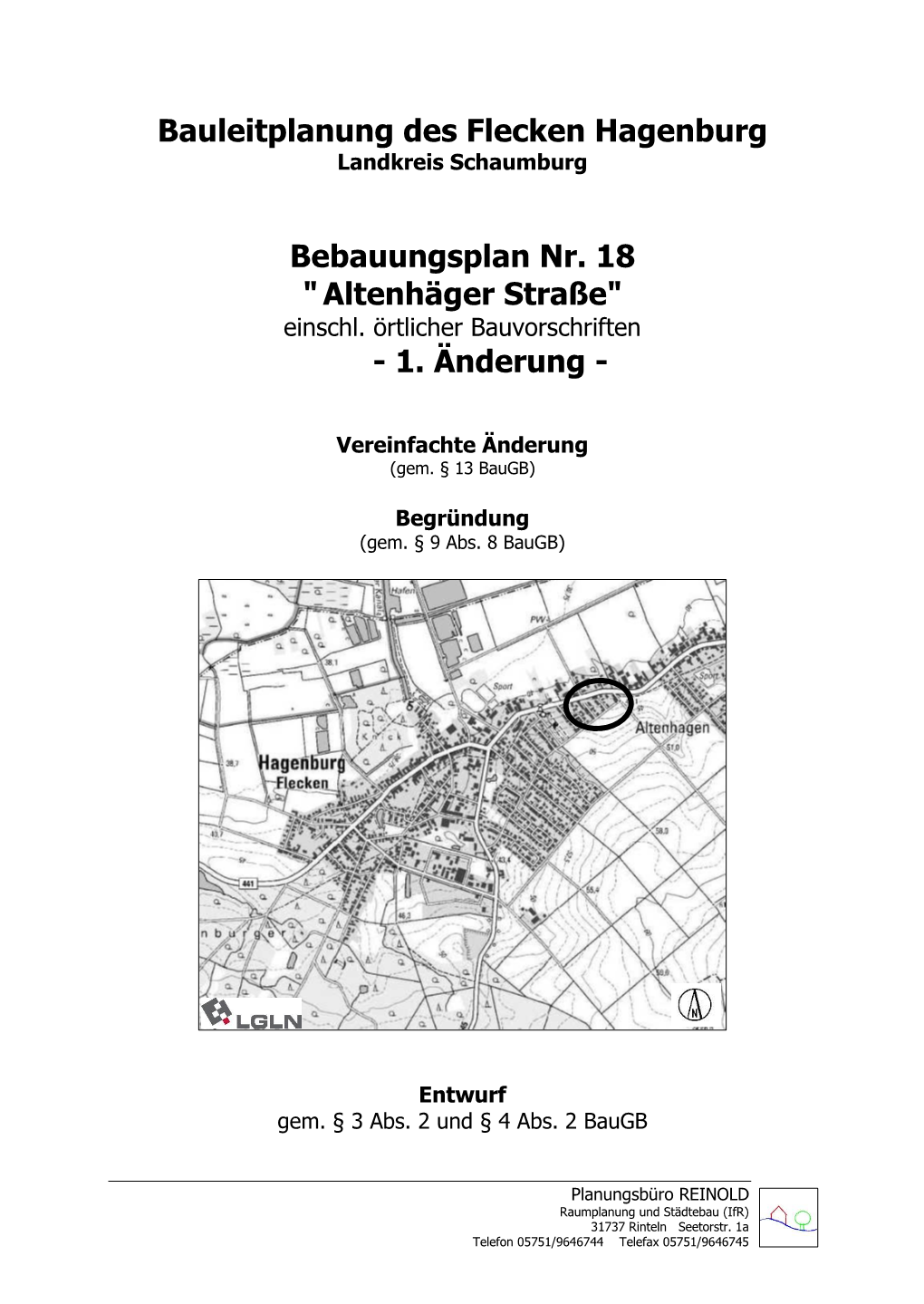 Bauleitplanung Des Flecken Hagenburg Bebauungsplan Nr. 18