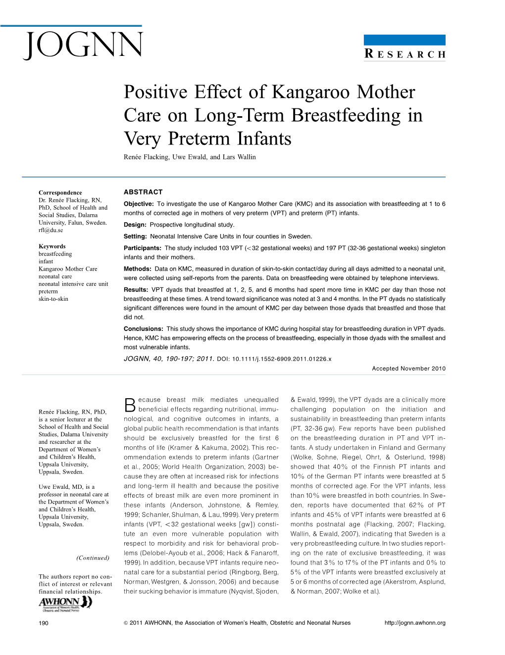 Positive Effect of Kangaroo Mother Care on Longterm Breastfeeding In