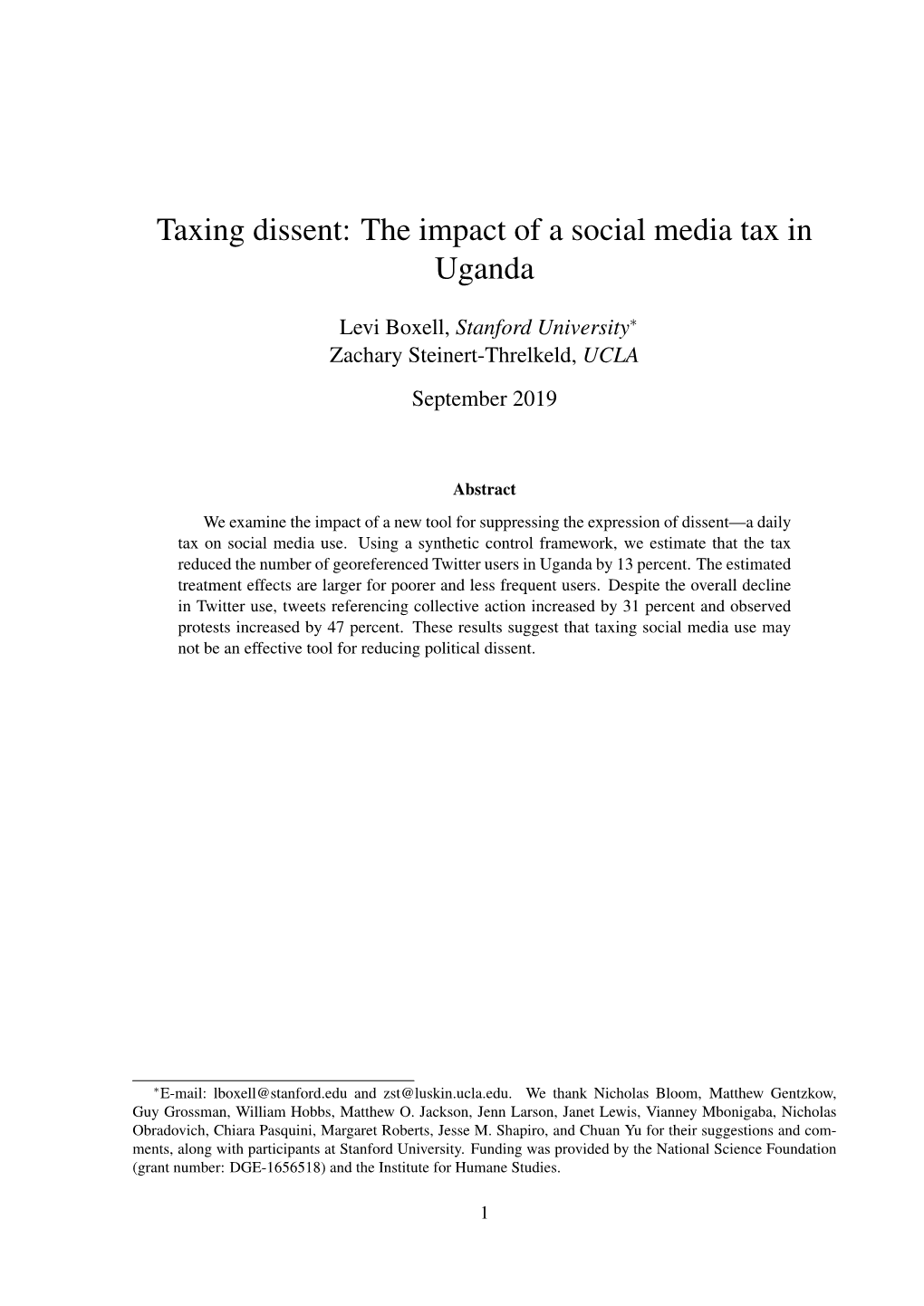The Impact of a Social Media Tax in Uganda