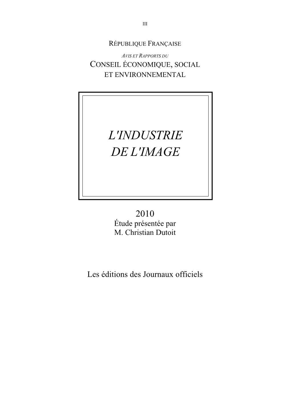 L'industrie De L'image