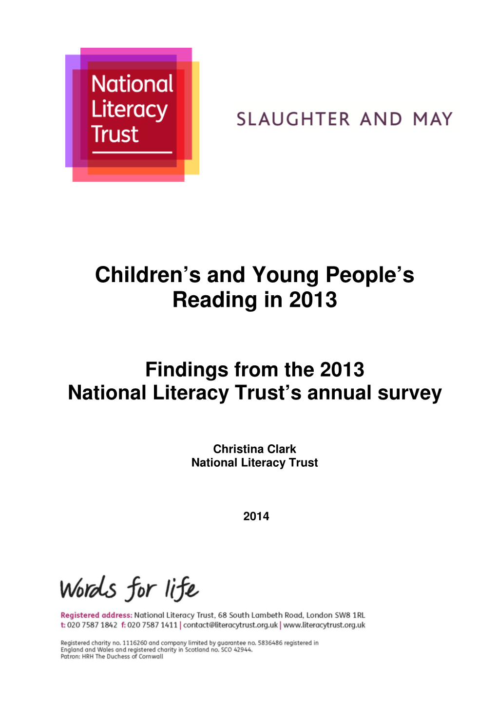 Children's and Young People's Reading in 2013
