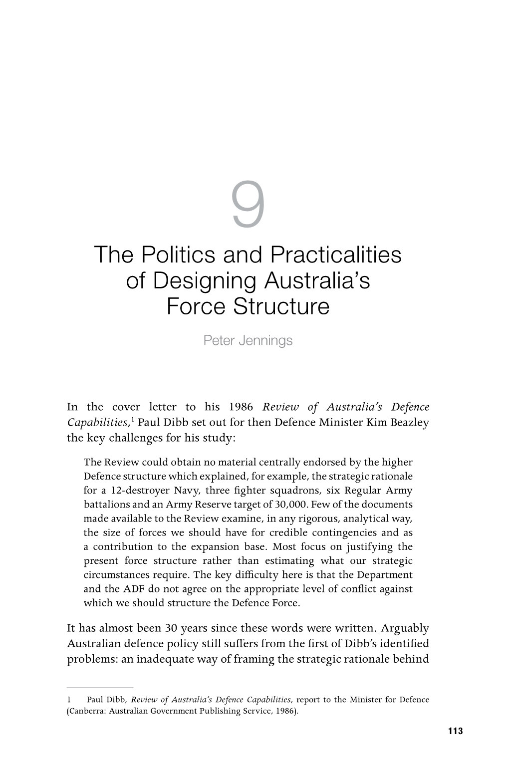 The Politics and Practicalities of Designing Australia's Force Structure