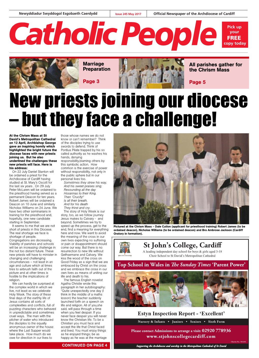 New Priests Joining Our Diocese – but They Face a Challenge! CONTINUED from FRONT PAGE