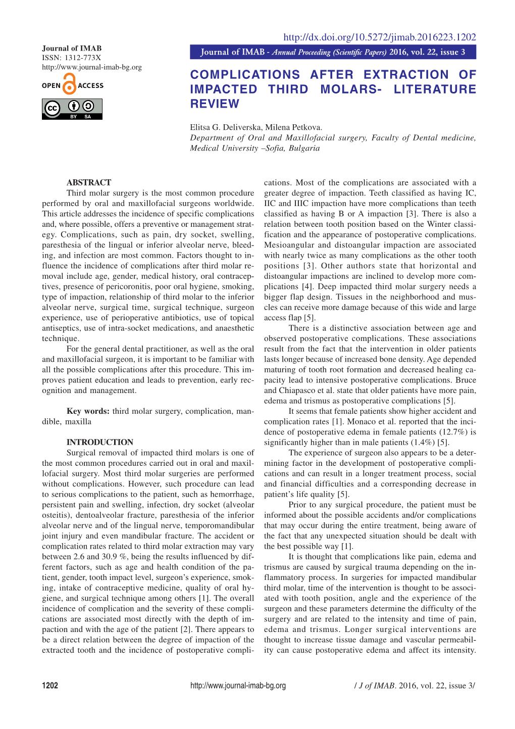 Complications After Extraction of Impacted Third Molars- Literature Review