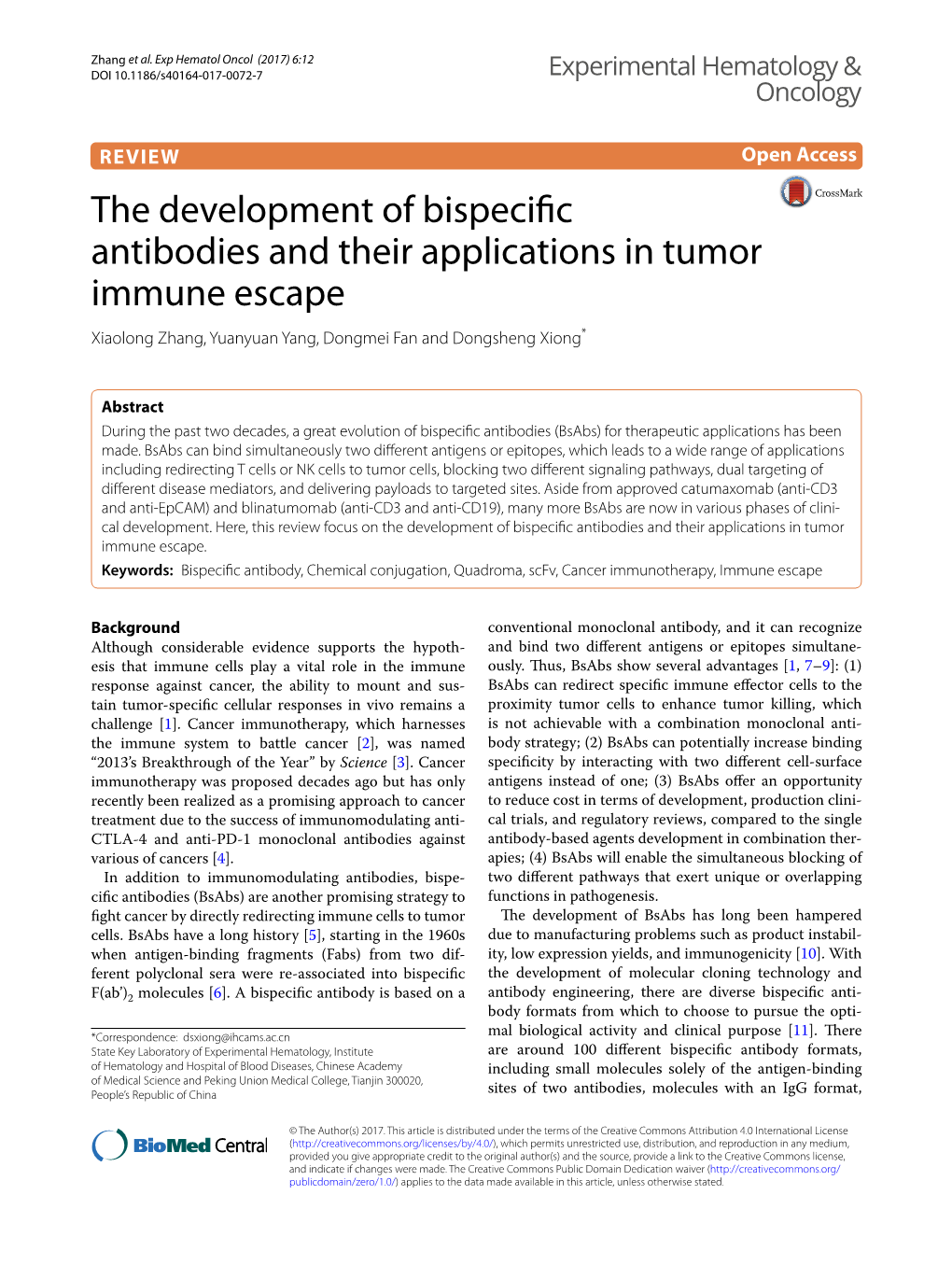 The Development of Bispecific Antibodies and Their Applications In