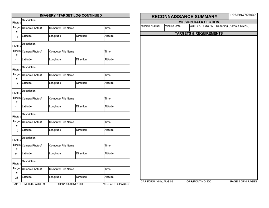 CAP FORM 104B, AUG 09 OPR/ROUTING: DO PAGE 1 of 4 PAGES