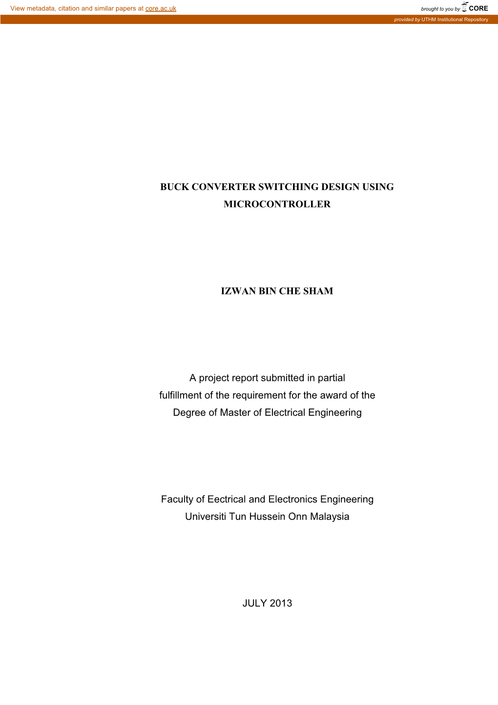 Buck Converter Switching Design Using Microcontroller